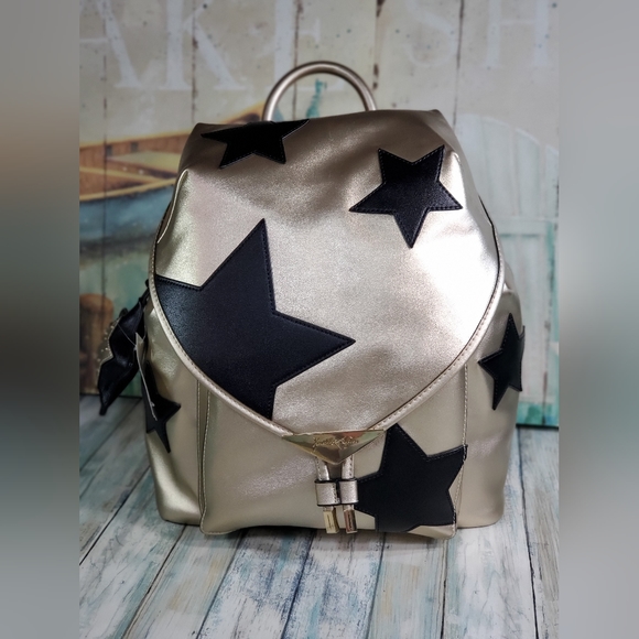 Kendell and Kyle Backpack Gold & Black Stars Backpack NWT - Picture 2 of 16